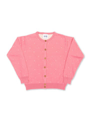 Kite - Girls organic cotton polka dot cardi pink - Midweight knitwear