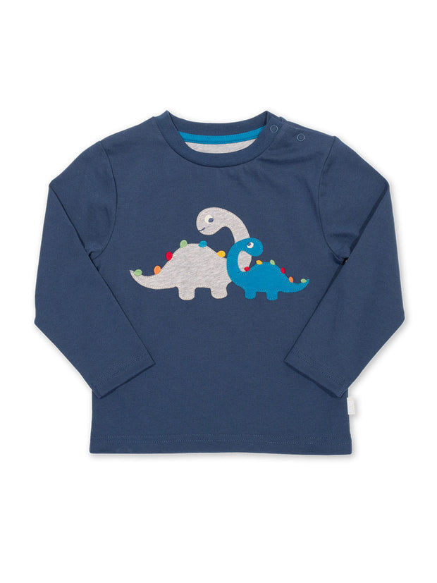 Kite - Boys organic cotton dino pals t-shirt navy - Appliqué design - Long sleeved