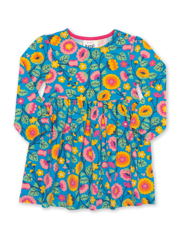 Kite - Girls organic cotton folk floral dress - Long sleeved