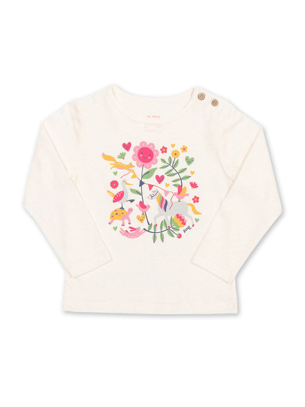 Kite - Girls organic cotton be yourself t-shirt cream - Placement print - Long sleeved