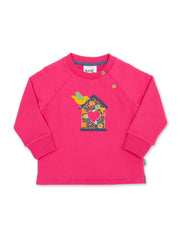Kite - Girls organic cotton homebird sweatshirt pink - Appliqué design - Ribbed neckline