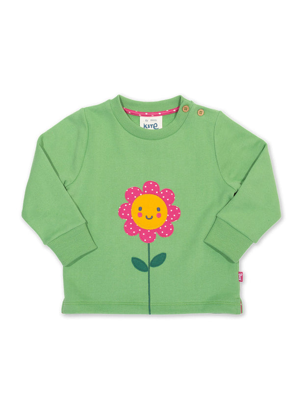 Kite - Girls organic cotton be yourself sweatshirt green - Appliqué design - Ribbed neckline