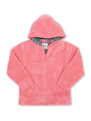 Kite - Girls organic cotton forest fauna fleece hoody pink - Zip through