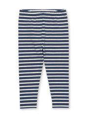 Kite - Girls organic cotton stripy leggings navy - Yarn dyed stripe - Elasticated waistband