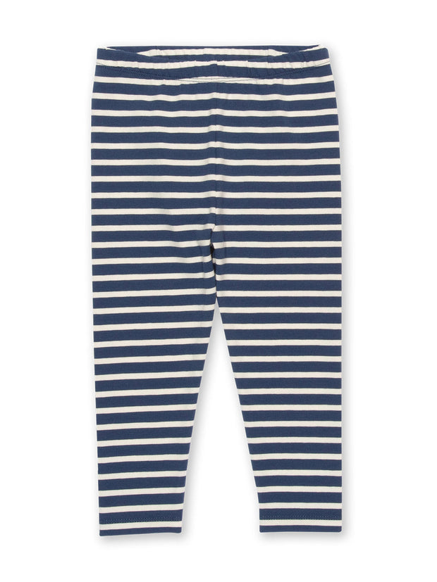 Kite - Girls organic cotton stripy leggings navy - Yarn dyed stripe - Elasticated waistband