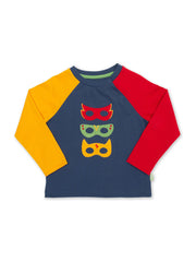 Kite - Boys organic cotton superhero t-shirt - Appliqué design - Long sleeved