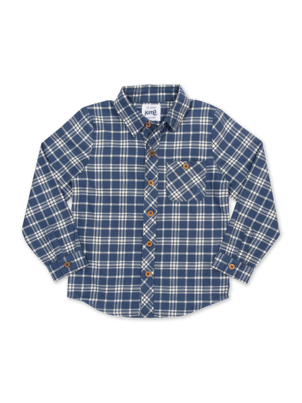Kite - Boys organic cotton check shirt navy - Yarn dyed check - Long sleeved
