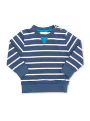 Kite - Boys organic cotton stripy sweatshirt navy - Yarn dyed stripe - Ribbed neckline
