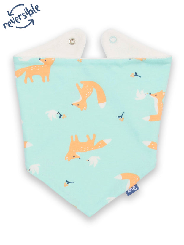 Kite - Baby organic cotton fox and dove bib blue - Reversible