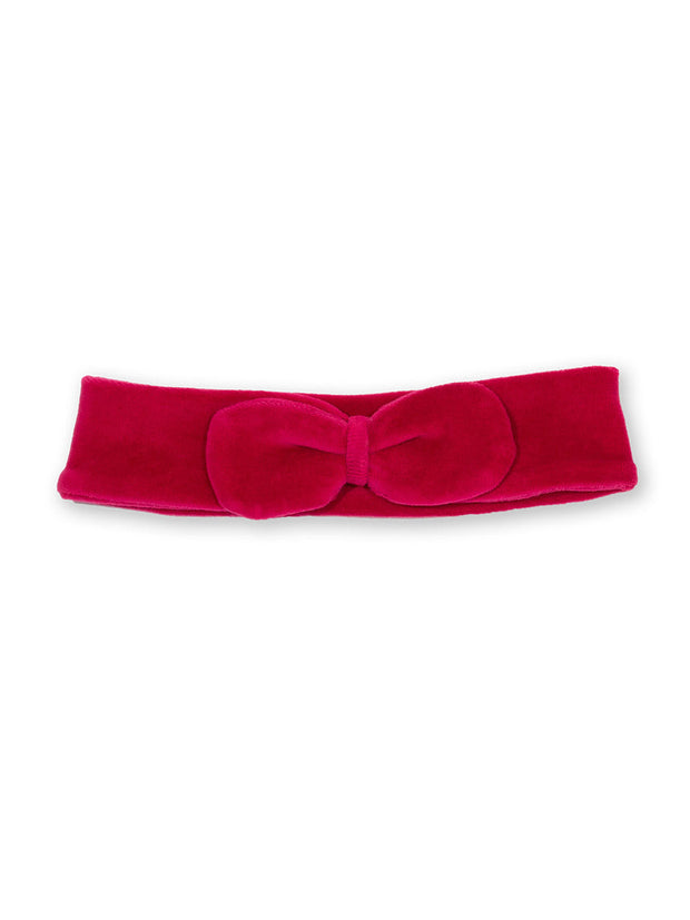 Kite - Girls organic cotton velvety bowband pink - Bow detail