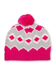 Kite - Girls organic cotton jurassic cosy hat pink - Jacquard design - Midweight knitwear