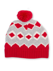 Kite - Boys organic cotton jurassic cosy hat red - Jacquard design - Midweight knitwear
