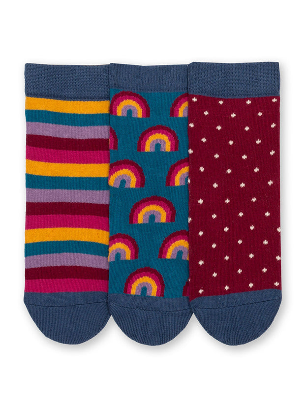 Kite - Girls organic cotton rainbow socks - Three pack