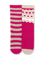 Kite - Girls organic cotton fair isle cosy socks pink - Two pack