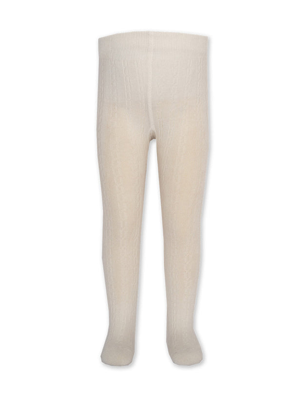 Kite - Girls organic cotton cable tights cream - Rib waistband