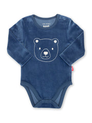 Kite - Baby organic cotton mr bear velvety bodysuit navy - Embroidery detail - Popper openings