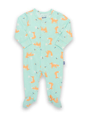 Kite - Baby organic cotton fox and dove sleepsuit blue - Y-shaped popper opening