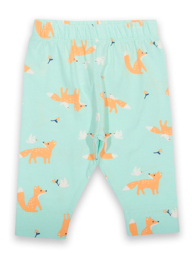Kite - Baby organic cotton fox and dove leggings blue - Elasticated waistband