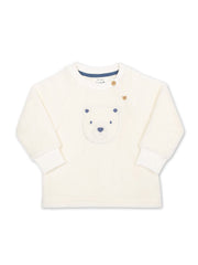 Kite - Kids  mr bear fleece cream - Coconut button raglan sleeve opening
