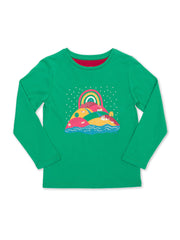 Kite - Girls organic cotton isle of purbeck t-shirt green - Placement print - Long sleeved