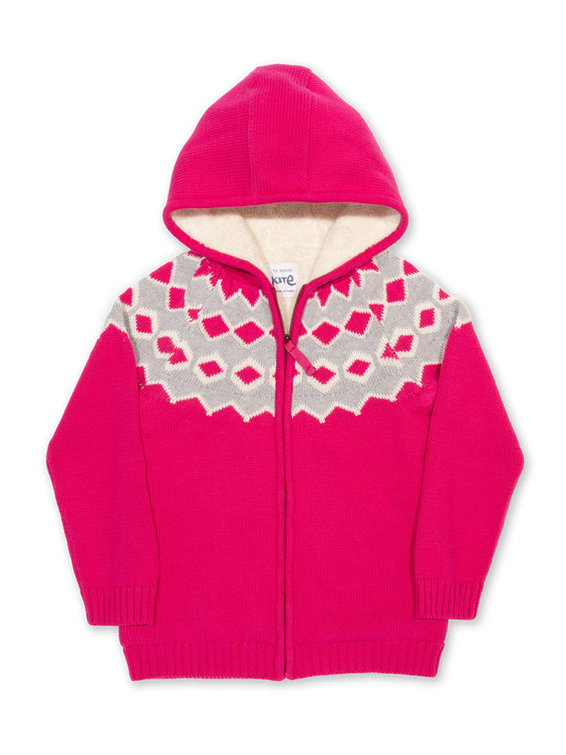 Kite - Girls organic cotton jurassic jacket pink - Jacquard design - Zip through
