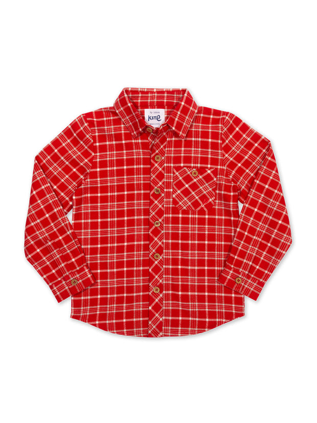 Kite - Boys organic cotton check shirt red - Long sleeved