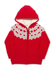 Kite - Boys organic cotton jurassic jacket red - Jacquard design - Zip through