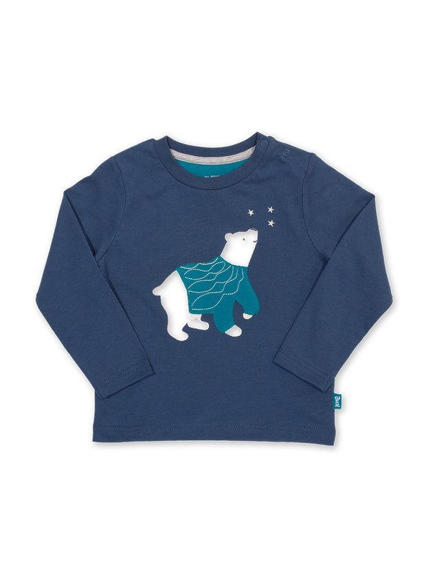 Kite - Boys organic cotton mr bear t-shirt navy - Appliqué design - Long sleeved