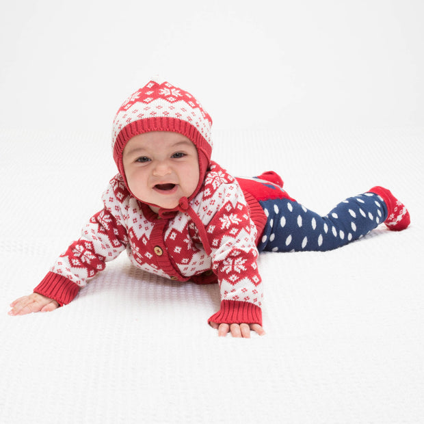 Baby in snowflake cardi