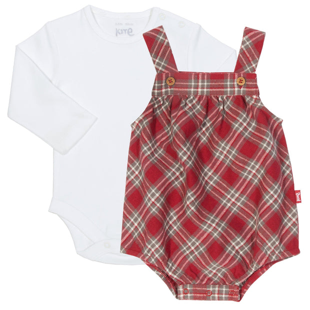 Baby in check bubble romper set