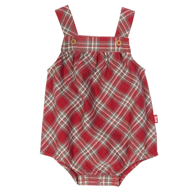 Baby in check bubble romper set