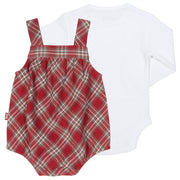 Baby in check bubble romper set