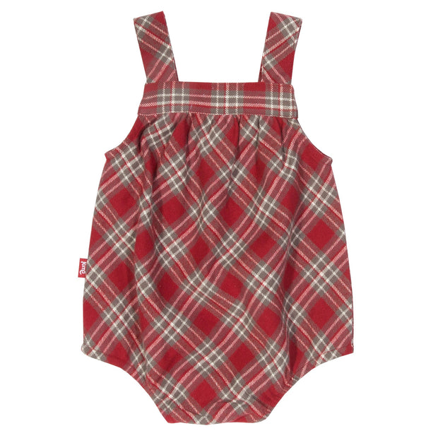 Baby in check bubble romper set