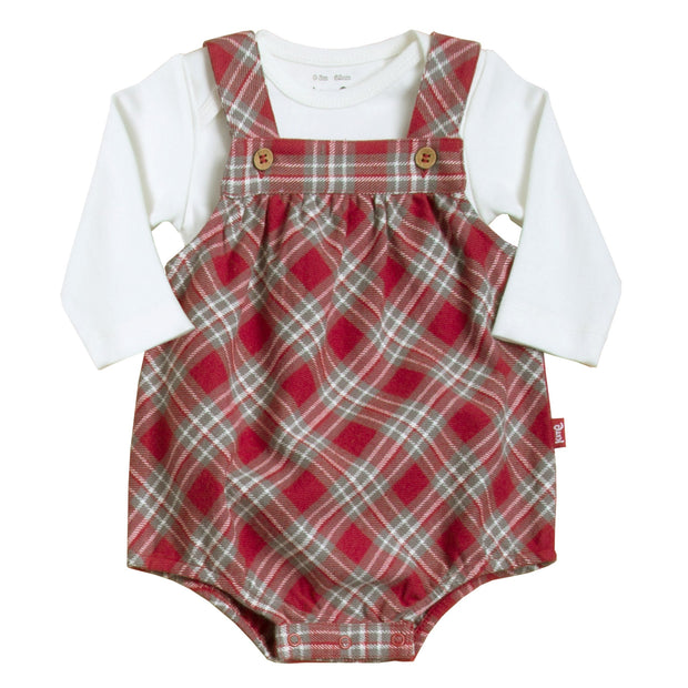 Baby in check bubble romper set