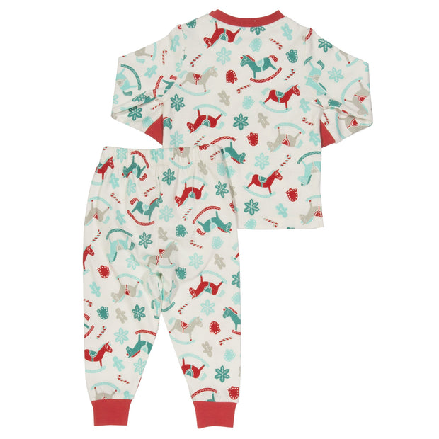 Baby in rocking horse pyjamas