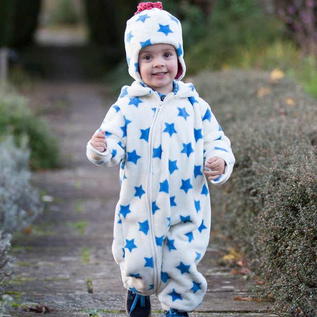 Baby in star fleece onesie