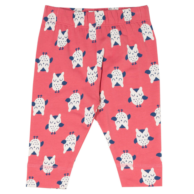 Baby in owl leggings pink