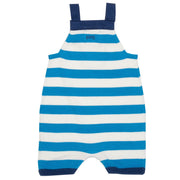 Baby in stripy knit dungarees