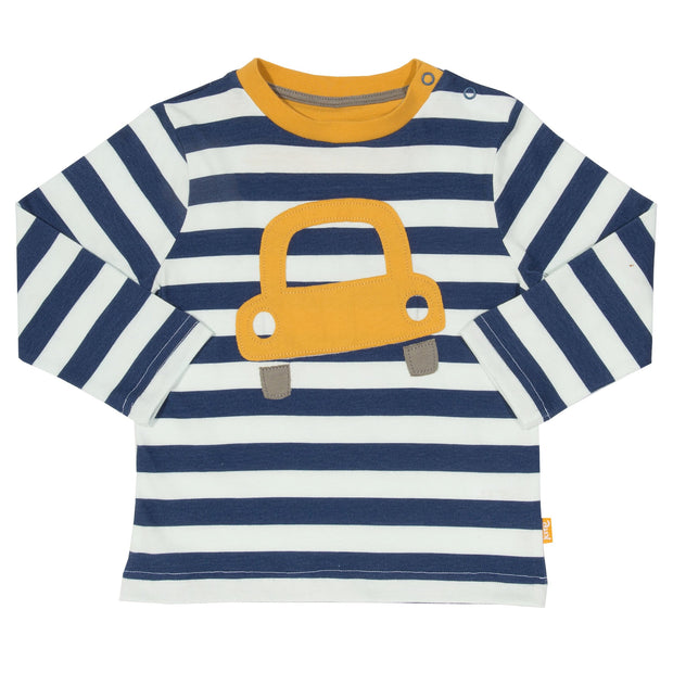 Boy in bubble car t-shirt