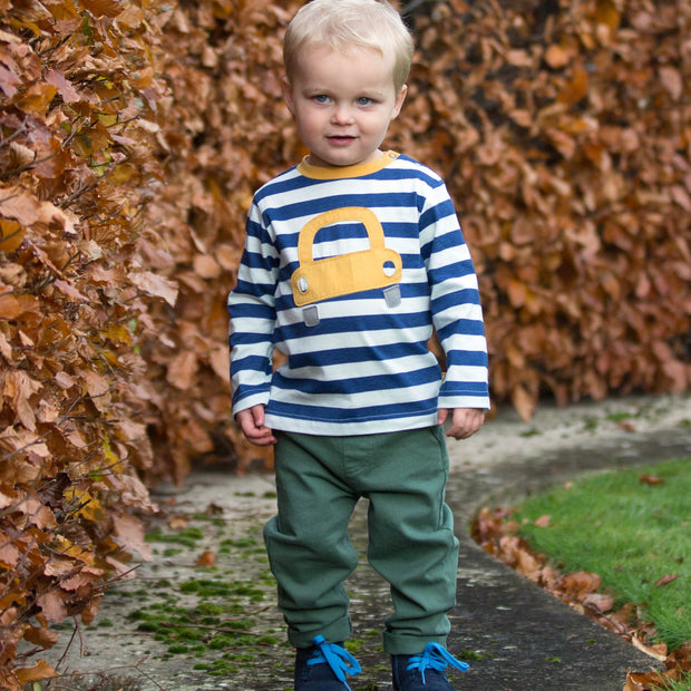 Boy in bubble car t-shirt