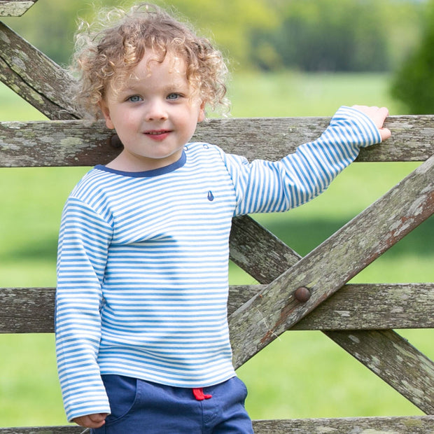 Boy in stripy boat t-shirt