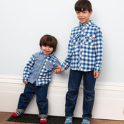 Boy in mix and match shirt