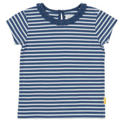 Girl in mini stripy t-shirt