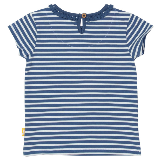 Girl in mini stripy t-shirt