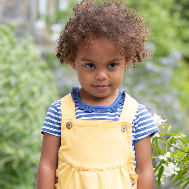 Girl in mini stripy t-shirt