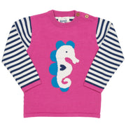 Girl in seahorse jumper