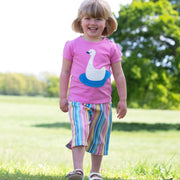 Girl in swan t-shirt